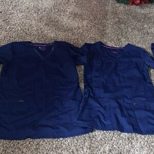 Navy blue size small scrub top medium petite scrub bottoms